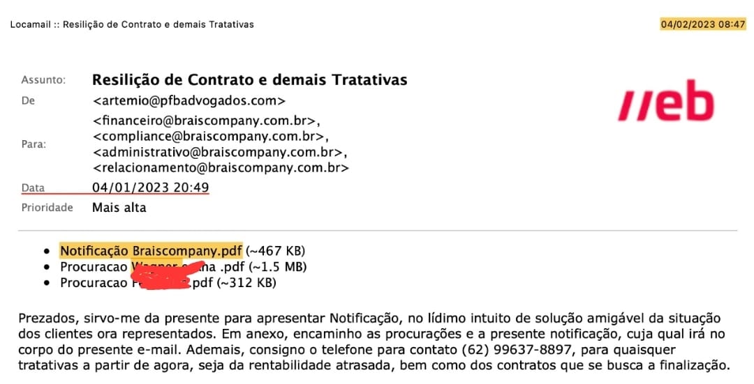 Braiscompany ignora pedido de solução amigável para devolver fundos de clientes
