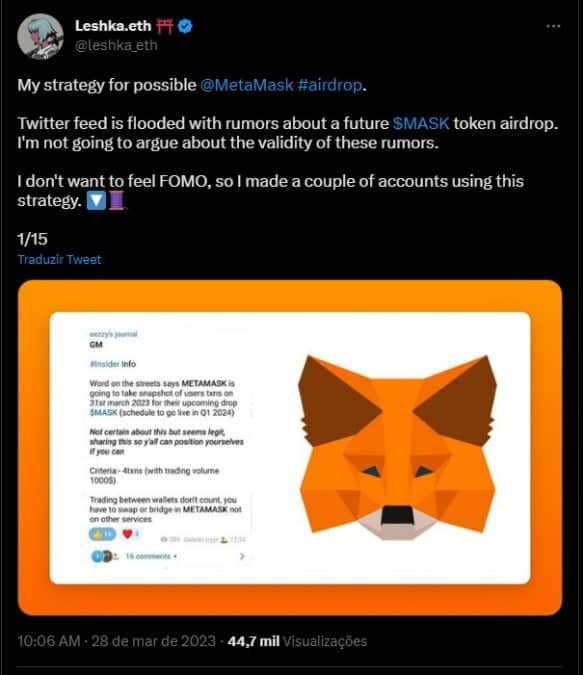 MetaMask faz alerta sobre airdrop de nova criptomoeda