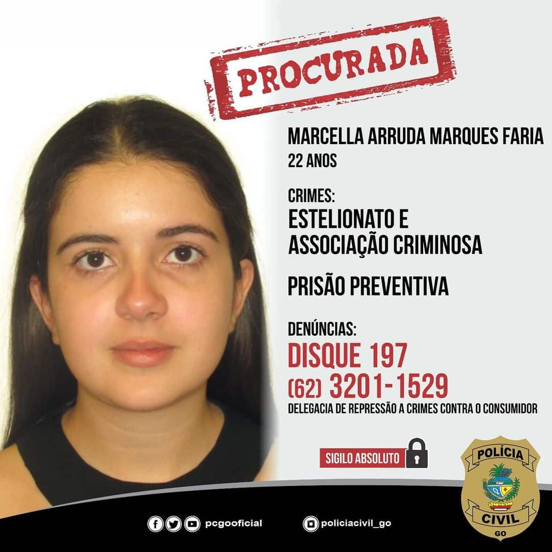Suspeita de estelionato e associação criminosa procurada pela PCGO