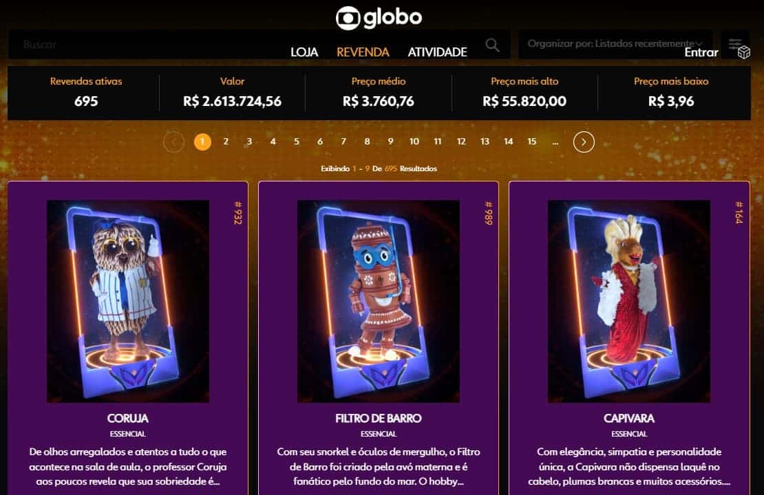 Valor da coleçãoNFT do Masked Singer Brasil superou 2 milhões de reais