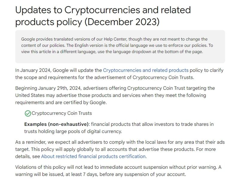 Google vai permitir anúncios criptomoedas