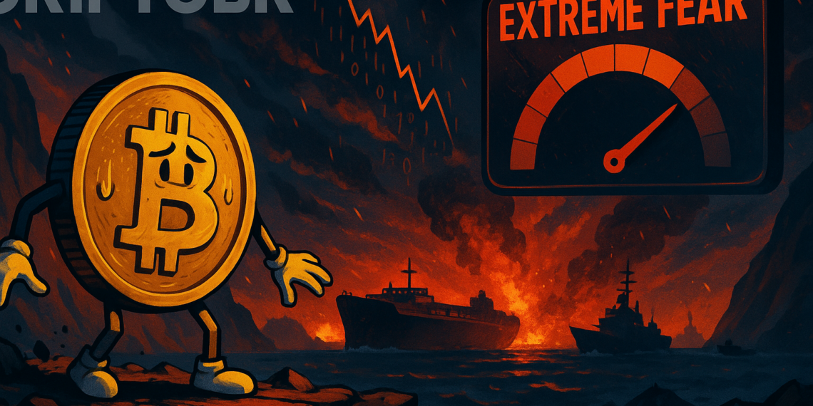 Bitcoin em queda com conflito no Irã e medo extremo no mercado