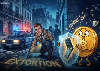 Ilustração sobre investigação de ataques físicos contra donos de criptomoedas na França