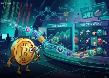 Ilustração editorial sobre Hyperliquid entrando em mercados de previsão com outcome tokens