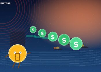 Ilustração editorial de traders de commodities migrando para stablecoins em meio à guerra com o Irã