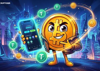 Tether lança carteira para pagamentos com USDT e Bitcoin em ilustração editorial sobre pagamentos com USDT e Bitcoin
