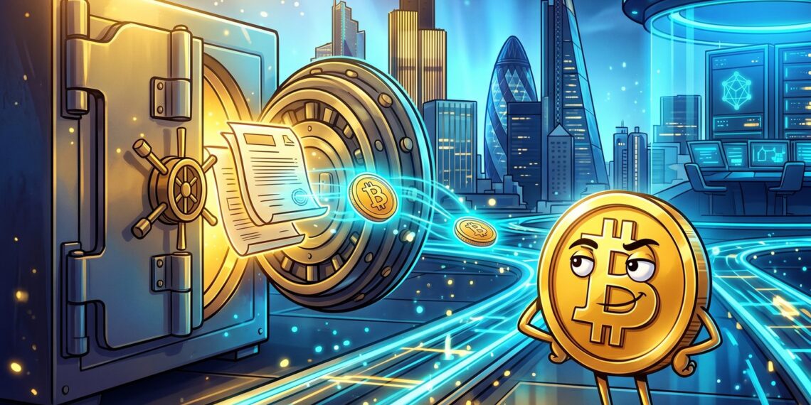 Ilustração sobre tokenização de fundos da L&G na rede Calastone