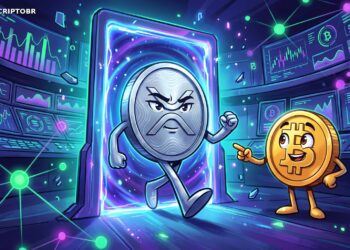 Ilustração editorial de XRP em integração com a rede Solana no ecossistema DeFi