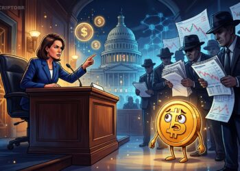 Ilustração editorial sobre disputa entre Casa Branca e bancos por yield em stablecoins