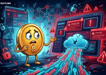 Ilustração editorial de incidente na Vercel com risco para apps crypto e chaves de API