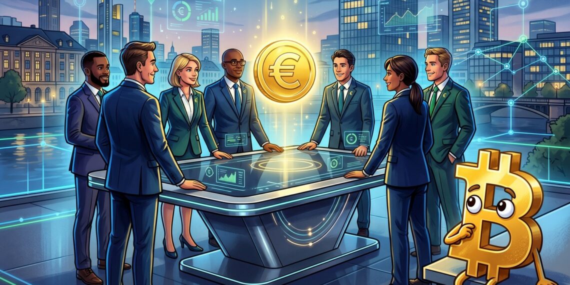 Ilustração de stablecoin em euro apoiada por bancos europeus e Fireblocks