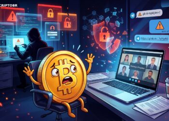 Ilustração de golpe do Lazarus com falso call e malware em Mac contra executivos crypto