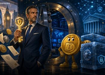Ilustração editorial sobre Standard Chartered, Zodia Custody e custódia institucional de criptoativos