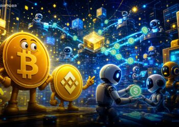 Ilustração editorial sobre Binance x402, pagamentos programáveis e BNB Chain