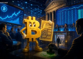 Ilustração editorial de opções de índice Bitcoin da Nasdaq aprovadas pela SEC