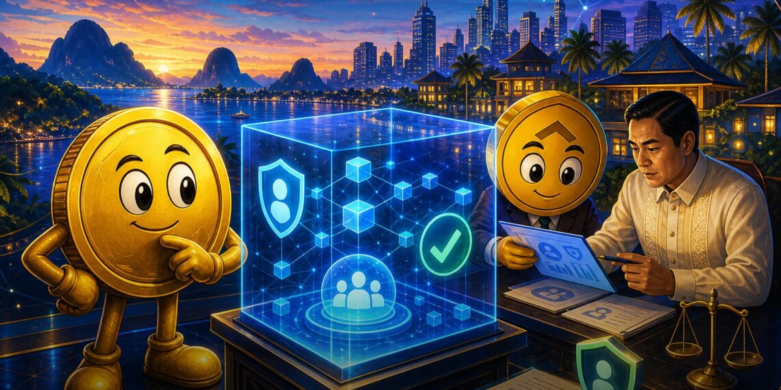 Ilustração editorial sobre Binance buscando retorno regulado às Filipinas via sandbox da SEC local