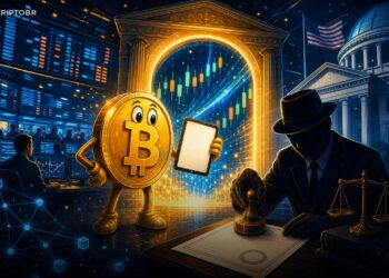Ilustração editorial sobre aprovação da CFTC para perpétuo de Bitcoin da Kalshi