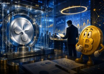Ilustracao editorial sobre tesouraria de XRP liderada pela Ripple