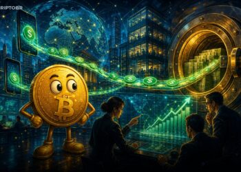 Ilustração editorial sobre crescimento das stablecoins para trilhões de dólares