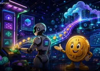 Ilustração editorial de agente de IA usando stablecoins na Solana para pagar APIs via Pay.sh