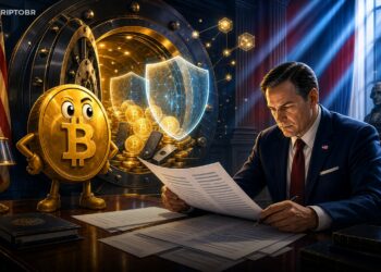 Ilustração editorial sobre a Reserva Estratégica de Bitcoin dos EUA