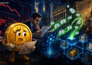 Ilustração editorial sobre Coinbase, stablecoins e Wall Street após resultado trimestral fraco