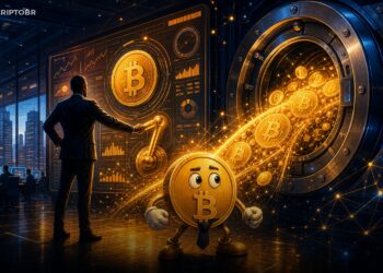 Ilustração editorial de Bitcoin e Strategy retomando compras corporativas de BTC