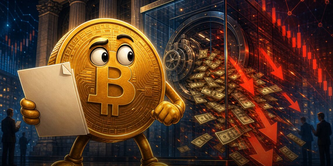 Mascote do Bitcoin observa saída de capital de ETFs spot nos EUA