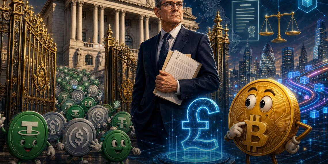 Ilustração sobre Banco da Inglaterra e regras para stablecoins