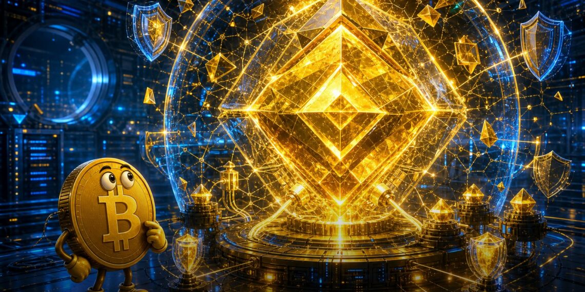 Ilustração da BNB Chain preparando a BSC para criptografia pós-quântica