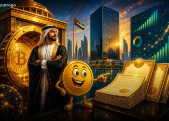 Ilustração editorial sobre Mubadala aumentando exposição ao ETF de Bitcoin da BlackRock