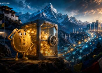 Ilustração editorial sobre o Butão negando venda de Bitcoin após movimentações on-chain