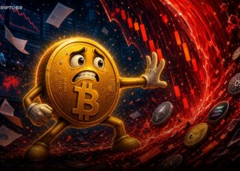 Ilustração editorial do Bitcoin enfrentando queda para US$ 78 mil e liquidações no mercado cripto