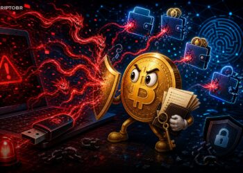 Ilustração de malware via USB mirando carteiras cripto no Windows