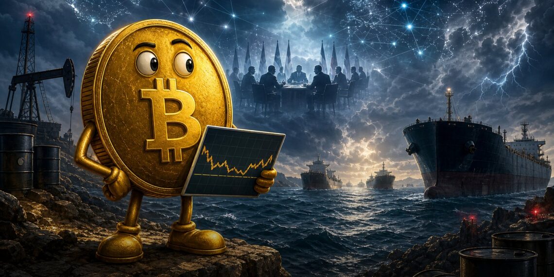 Bitcoin perto de US$ 64 mil enquanto tensão no Estreito de Hormuz pressiona mercados