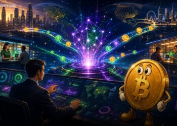 Ilustração editorial da MoneyGram operando trilhos de pagamentos com stablecoins na Solana
