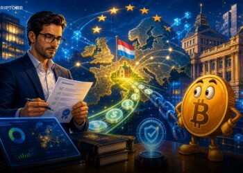 Ilustração editorial sobre Ripple avançando com licença MiCA em Luxemburgo