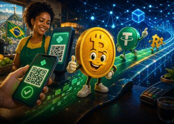 Banner editorial mostrando pagamentos Pix com cripto e USDT no Brasil pela Oobit