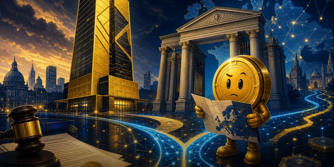Ilustração da Binance buscando nova rota de licença MiCA na Europa