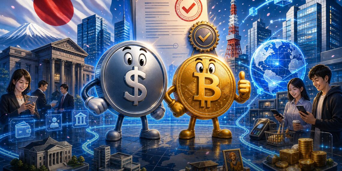 Banner editorial sobre Ripple RLUSD no Japão com stablecoin regulada