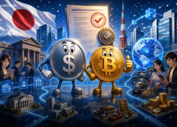 Banner editorial sobre Ripple RLUSD no Japão com stablecoin regulada