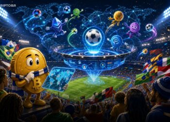 Banner editorial mostrando futebol global, Web3 e comunidade CoinMarketTok
