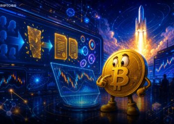 Ilustração editorial sobre Coinbase lançando contratos perpétuos pré-IPO ligados à SpaceX