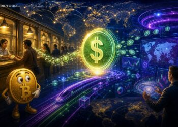 Ilustração editorial sobre Bybit integrando a stablecoin USDPT da Western Union