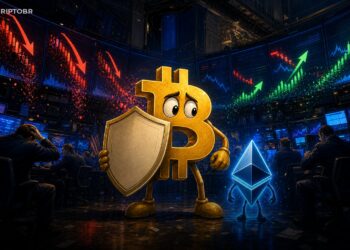 Ilustração editorial sobre ETFs de Bitcoin e Ether voltando a registrar entradas após sequência de saques