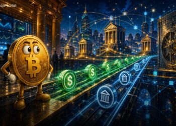 Ilustração de bancos dos EUA criando rede de depósitos tokenizados para competir com stablecoins