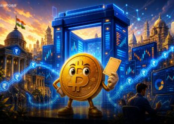 Ilustração editorial sobre Coinbase liberando depósitos em rúpias na Índia
