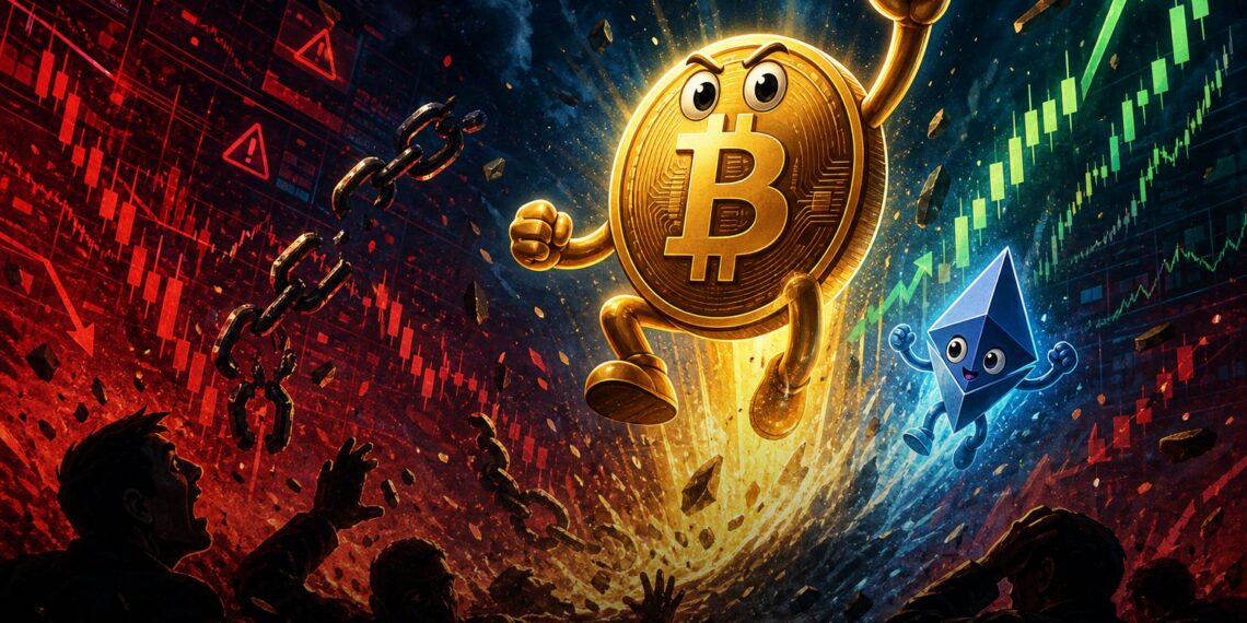 Bitcoin e Ethereum se recuperam enquanto posições vendidas são liquidadas no mercado cripto