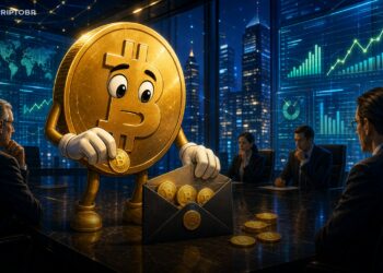 Ilustração editorial da Strategy vendendo uma pequena fatia de Bitcoin para pagar dividendos preferenciais