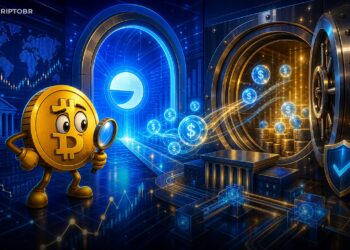 Ilustração editorial sobre Coinbase, Ethena e poupança onchain com dólares sintéticos e custódia institucional